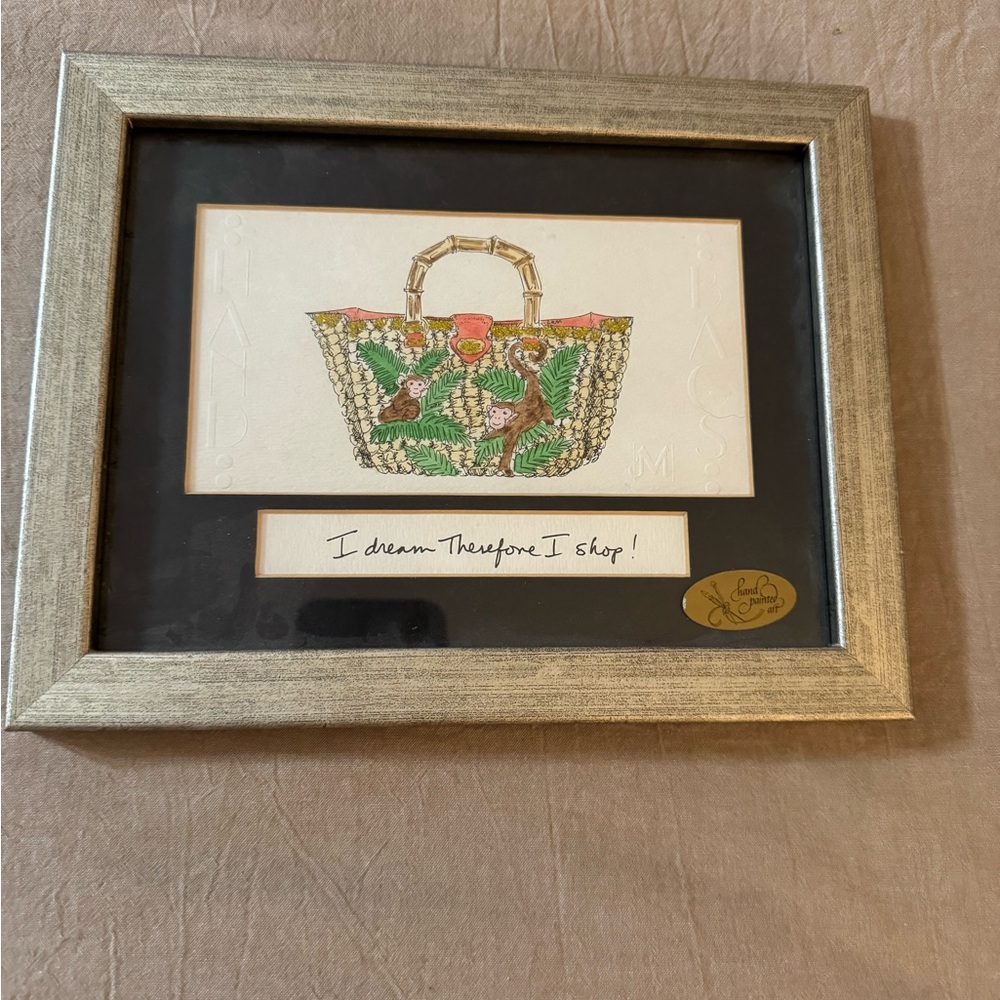 Custom HandPainted Purse with Monkey Design Art - I Dream Therefore I Shop